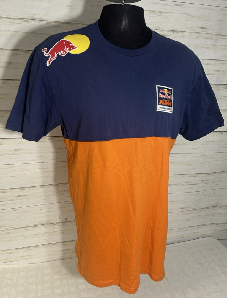 Red Bull Energy Drink KTM T-Shirt Mens XL Motocross Racing Team Logo Blue Orange