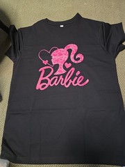 Unisex Mattel Barbie T Shirt Size Large Black with Pink Graphics