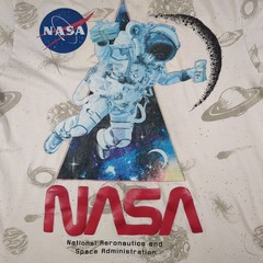 NASA Spaceman Astronaut AOP White T-Shirt Size XL 42-Inch Chest