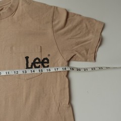 Vinage 80s Lee jeans Pocket T shirt Tee Size Small Logo Spellout Tan Short Sleev