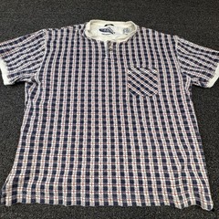 AriZona Shirt Mens XL Blue Short Sleeve Henley Check Pocket Button Logo Tee