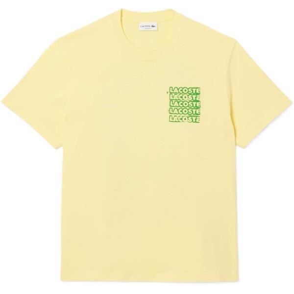 Lacoste Crocodile Men’s SZ (5) large Graffiti SS Cotton T-Shirt Yellow Green