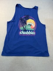 Chubbies Mens Tank Top Size XXL Blue The Weekend Has Arrived Palm Trees