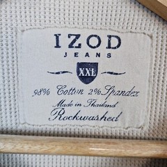 Izod Jeans Rockwashed Men’s Thermal Henley Size XXL Tan Shirt Waffle Knit SPOTS