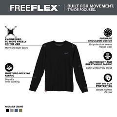 Milwaukee Men’s X-Large Black Cotton/Polyester Long-Sleeve Hybrid Work T-Shirt