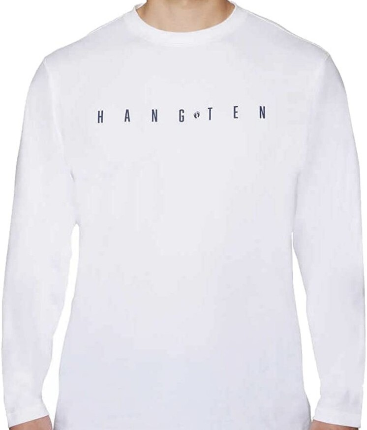 HANG TEN™ Mens’ 2XL ~ WHITE ~ Long Sleeve ~ Sun T-Shirt ~ UPF 50+ ~ Quick Dry