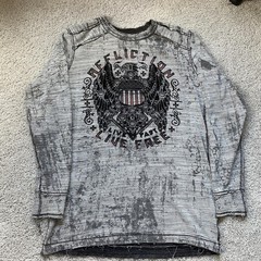 Affliction Reversible Thermal Shirt Mens XL Waffle Knit long Sleeve Y2K Chief
