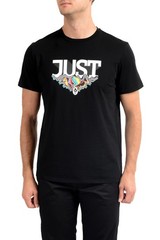 Just Cavalli Men’s Black Graphic Print Crewneck T-Shirt US 2XL IT 56