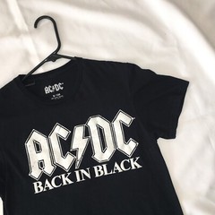 AC DC T Shirt Mens size S Black Graphic Back In Black Short Sleeve Tee Rock Band