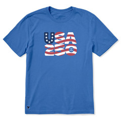 Life is Good. Men’s USA 250 Short Sleeve Crusher Tee, Athletic Blue