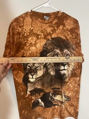 Vintage Back To Earth Tie Dye Lion Print Brown Short Sleeve Shirt Adult Sz M