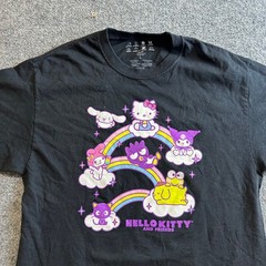 Sanrio T-Shirt Mens L Black Hello Kitty and Friends Rainbow Graphic Crewneck