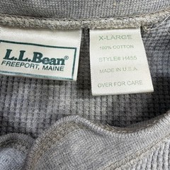 LL Bean Henley Shirt Mens XL Oatmeal Long Sleeve Waffle Knit Cotton Made USA