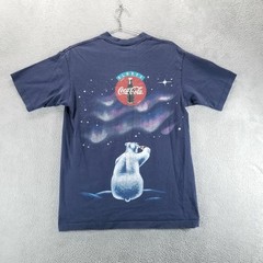 VTG Coke Shirt Mens L Blue Polar Bear Aurora Graphic Made in USA 1994 90s