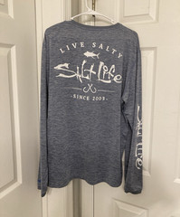 Salt Life SLX Men’s L Blue Long Sleeve Crew Neck Graphic Logo T-Shirt