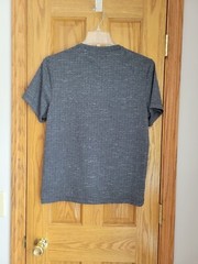Alfani Shirt Men’s Medium Gray Stripe Short Sleeve V Neck EUC