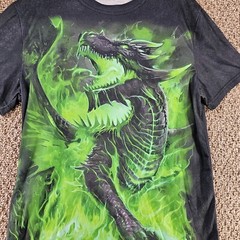 T Shirt Mens Medium Short Sleeve Vibrant Dragon Print Front And Back