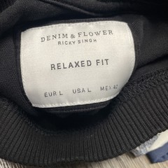 Denim & Flowers Black Short Sleeve Oversized Heavyweight Shirt Relaxed Fit Large
