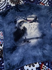Vintage The Mountain Bald Eagle USA Mens Tshirt Size XL Blue Flag Fighter Jets