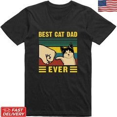 Best Cat Dad T-Shirt Funny Cat Lover Graphic Cotton Tee for Men Unisex