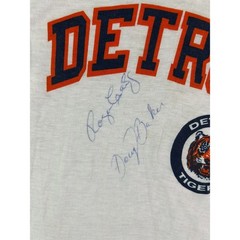 Vintage Detroit Tigers Trench MLB Tee Autographed 80s Size S 34-36 SIGNED RARE