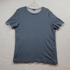 Theory T-Shirt Mens Large Grey Double Layered Cotton Crewneck Short Sleeve