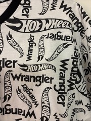 Wrangler x Hot Wheels Tee Men XL Black White All Over Print Logo Cotton