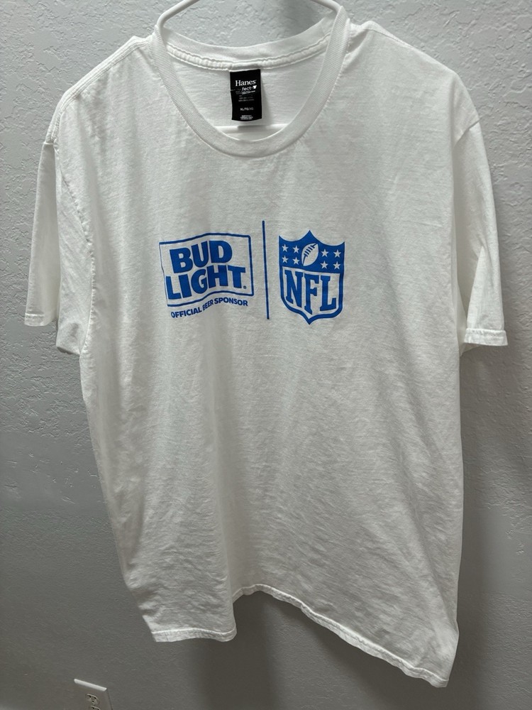 Bud Light Tee Shirt Adult Beer Graphic Official NFL Sponsor Short Sleeve Size XL