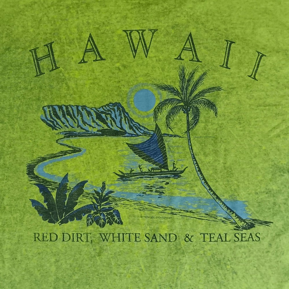Red Dirt Hawaii White Sand Beach t-shirt Maui Electric Green Surf