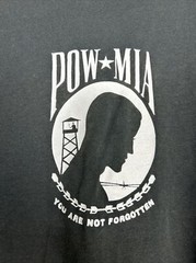 Vintage Mens XL Short Sleeve T Shirt POW MIA Black Single Stitch Stained