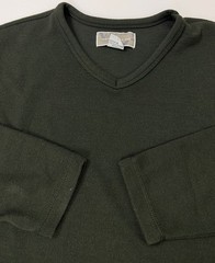 Vintage 90s Ribbed Knit Shirt Men Large V-Neck Minimal Casual Heavy Rayon Blend