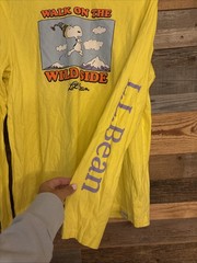 L.L. Bean x Peanuts Shirt Men’s L Yellow Crew Neck Snoopy Wild Side MINT