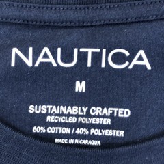 Nautica Shirt Mens Medium Navy Blue Sailing Regatta Graphic Tee Tagless Nautical