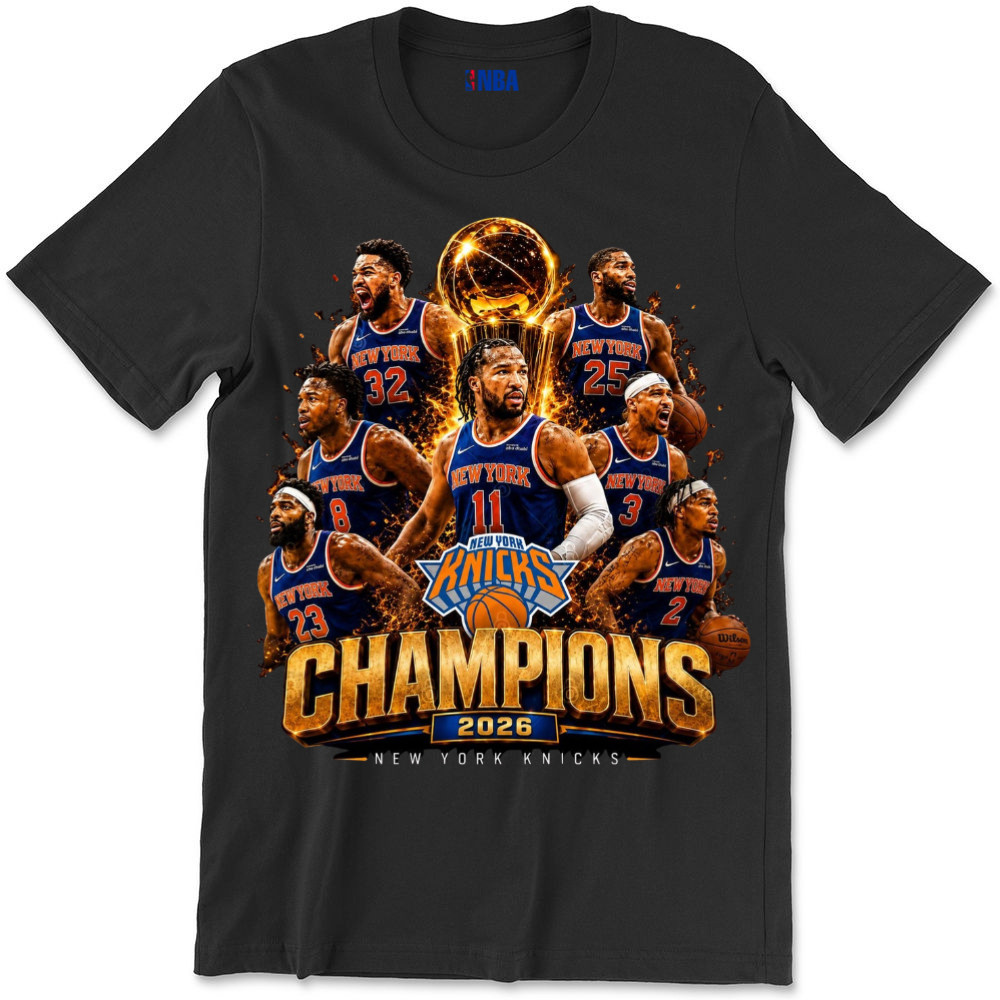 Knicks Champions 2026 Basketball Victory Blue Orange Shirt