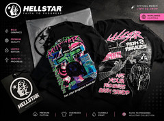 Hellstar Faith To Progress Black Graphic Logo Tee M