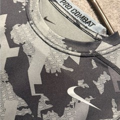 Nike Pro Combat Compression Shirt Tee Mens L camo black gray fitted Dri Fit