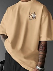 Asymmetrical Bear & Robot Design Men’s Summer T-Shirt