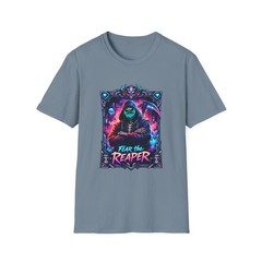 Skeleton Mask Cyberpunk Gothic Neon Reaper Street Unisex Softstyle T-Shirt