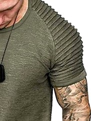 Men’s Tee Shirts Curved Hem Ruched Sleeve T-shirts For Men
