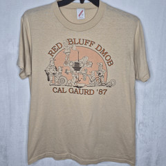 Vintage 1987 Red Bluff DMOB Cal Guard T Shirt USA Military Army Jeep Size Large