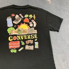 Converse Oversized Fit T Shirt Mens M Black Graffiti Cartoon Short Sleeve Summer