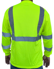 Class 2 Max-dry Moisture Wicking Mesh Long Sleeve Safety T-shirt, Neon Lime