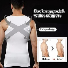 Men Slimming Body Shaper Compression Gynecomastia T-shirt Posture Corrector Vest