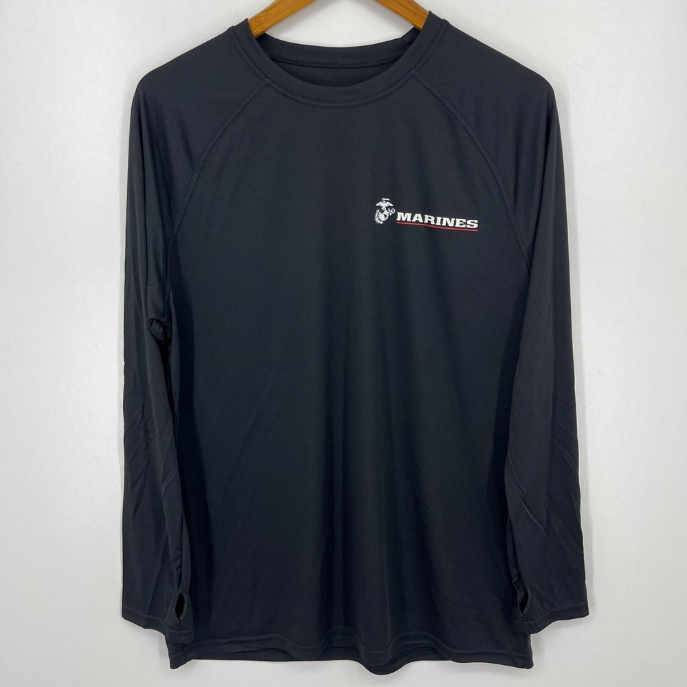 USMC Marines Long Sleeve T-Shirt Men’s Size M Black Moisture Wicking USA NWOT