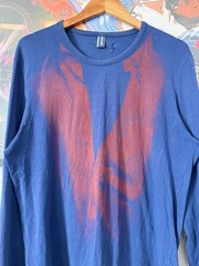 Jean Paul Gaultier Vintage Printed Long Sleeve T-Shirt Blue Red Archival XL JPG