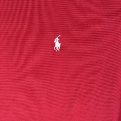Polo Ralph Lauren Thermal Shirt Mens XL Red Waffle Knit Long Sleeve White Pony