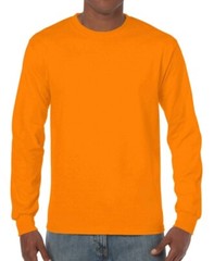 First Quality Gildan S Orange Heavy Cotton Adult Long Sleeve T-Shirt, Size Small