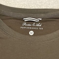 Porter & Ash Mens Performance Tee Olive Green Short Sleeve Stretch Shirt Size M