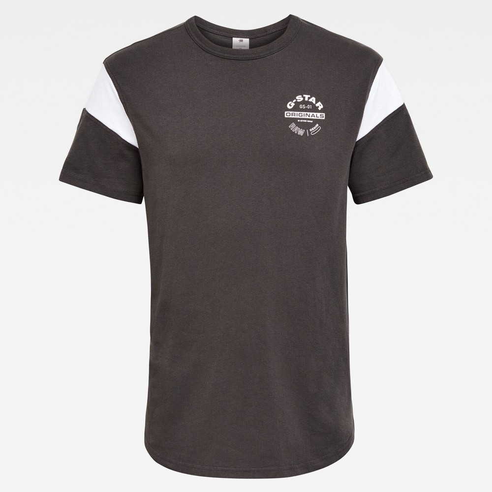 NWT Mens G-Star Raw Sport Panel Originals Logo GR T-Shirt Contrast Dark Gray Tee