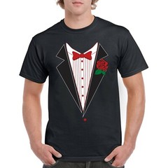 Tuxedo with Rose – Classy Formal Funny Party Bowtie T Shirt